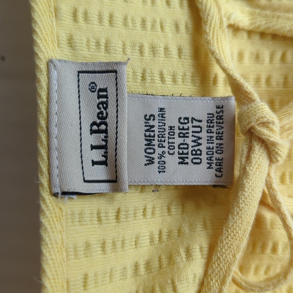 L.L. Bean Peruvian Cotton Long Sleeve Top MEDIUM Regular Yellow Key Hole Opening - Picture 3 of 14
